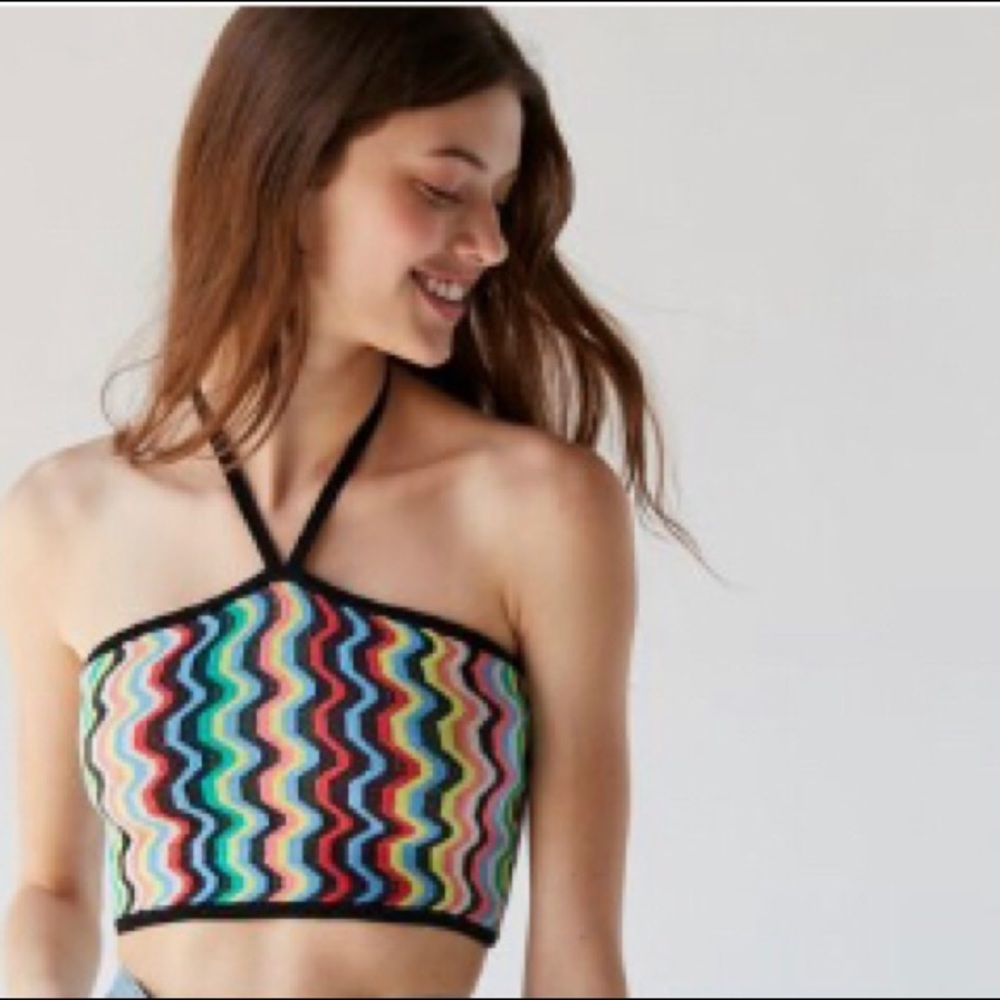 Urban outfitters small zig zag cropped halter top